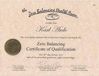 Karl's Zero Balancing Practitioner Certification